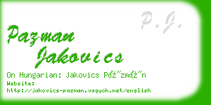 pazman jakovics business card